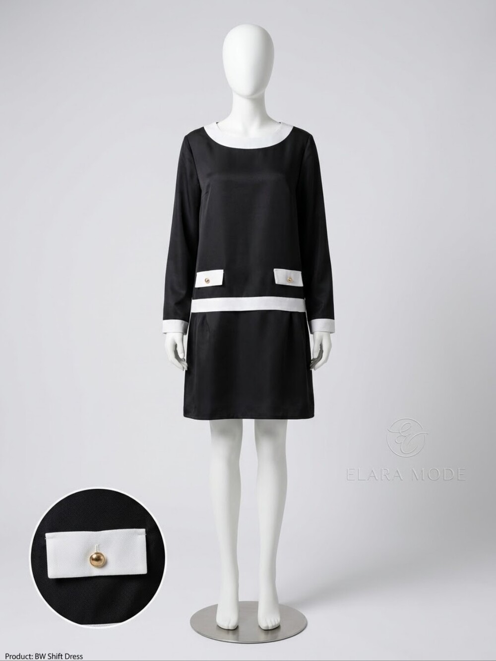 East Essence NWT Black & White Shift Dress with Contrast Trim, Size 2X